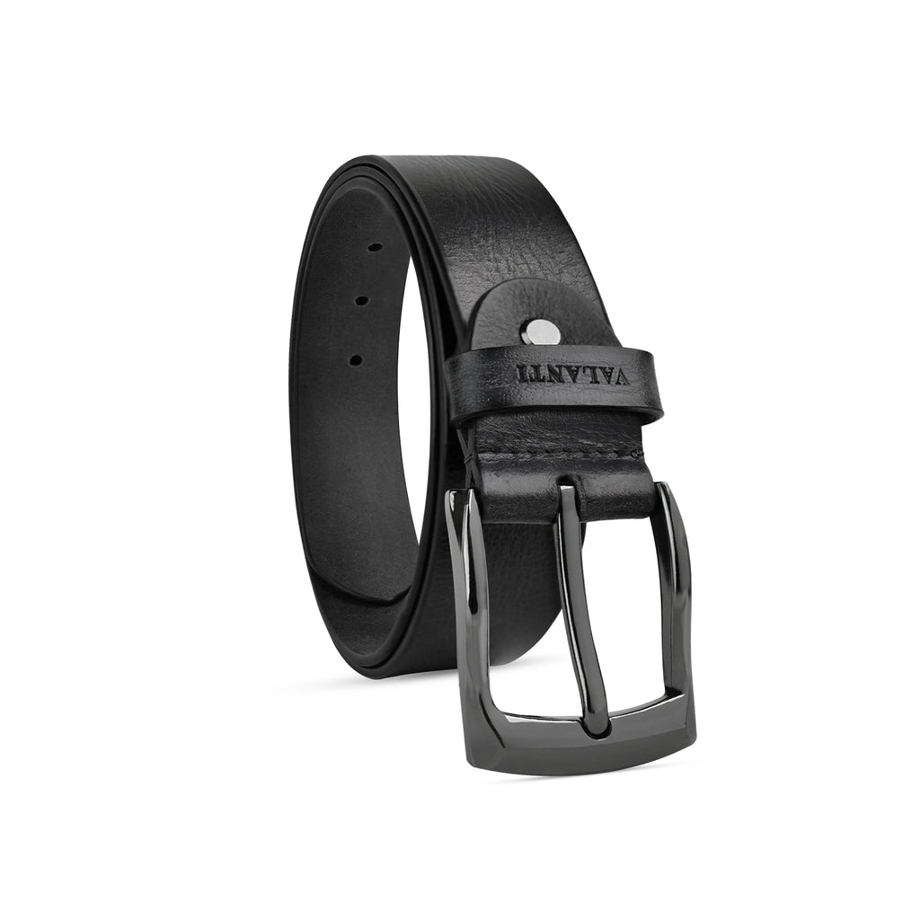 VALANTI Men’s 4mm Full-Grain Buffalo Leather Belt, front view