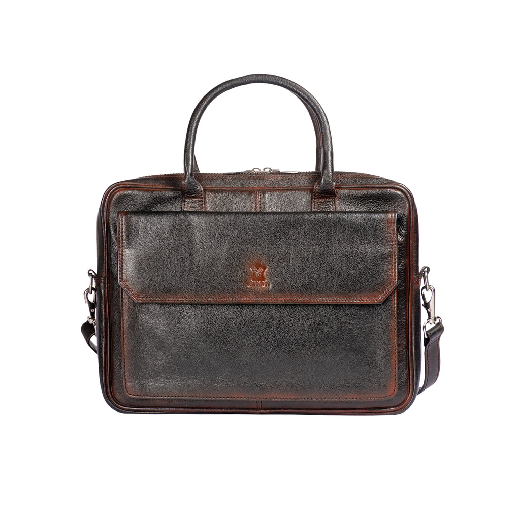 VALANTI Men’s Leather Laptop Bag, front view
