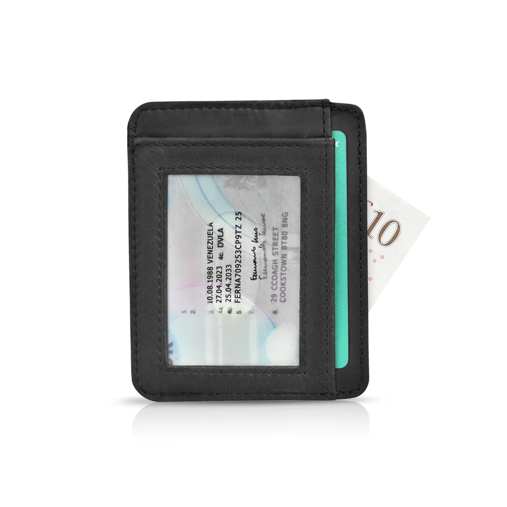 VALANTI Men's RFID Leather Card Holder, card storage with cards inserted