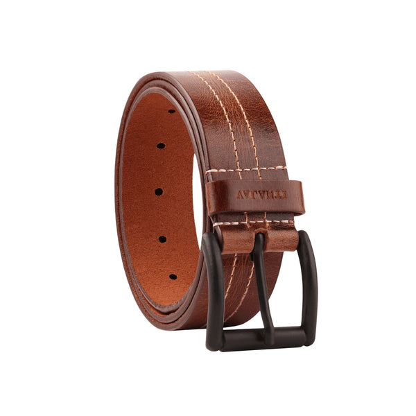 Men’s Full-Grain Buffalo Leather Belt – Double Stitched
