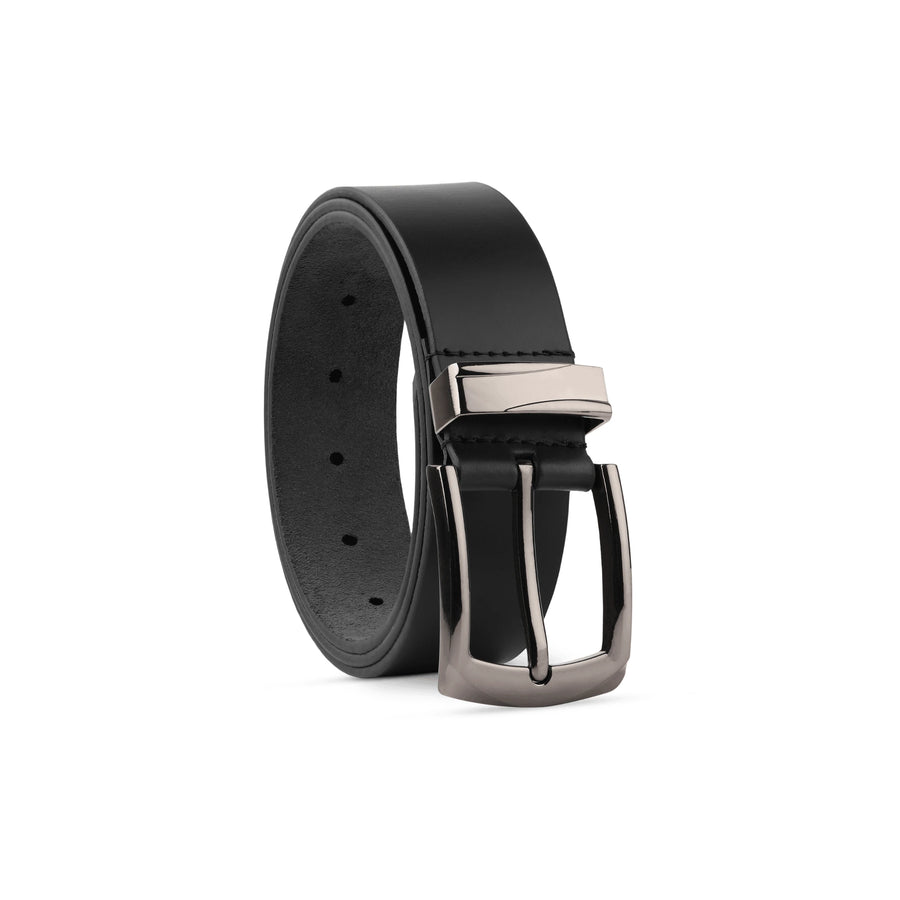 Men’s Leather Dress Belt – Silver Buckle - Trim to Fit