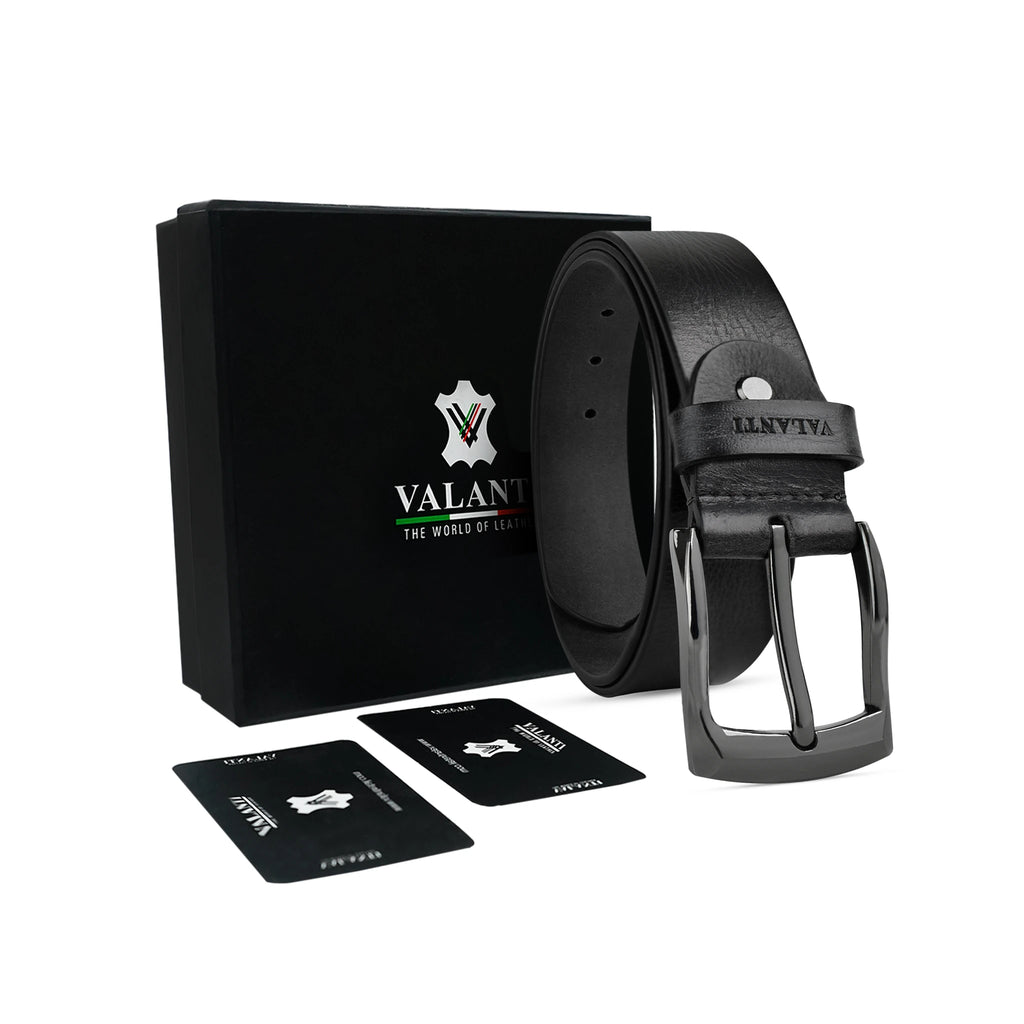 VALANTI Men’s 4mm Full-Grain Buffalo Leather Belt, product packaging and presentation