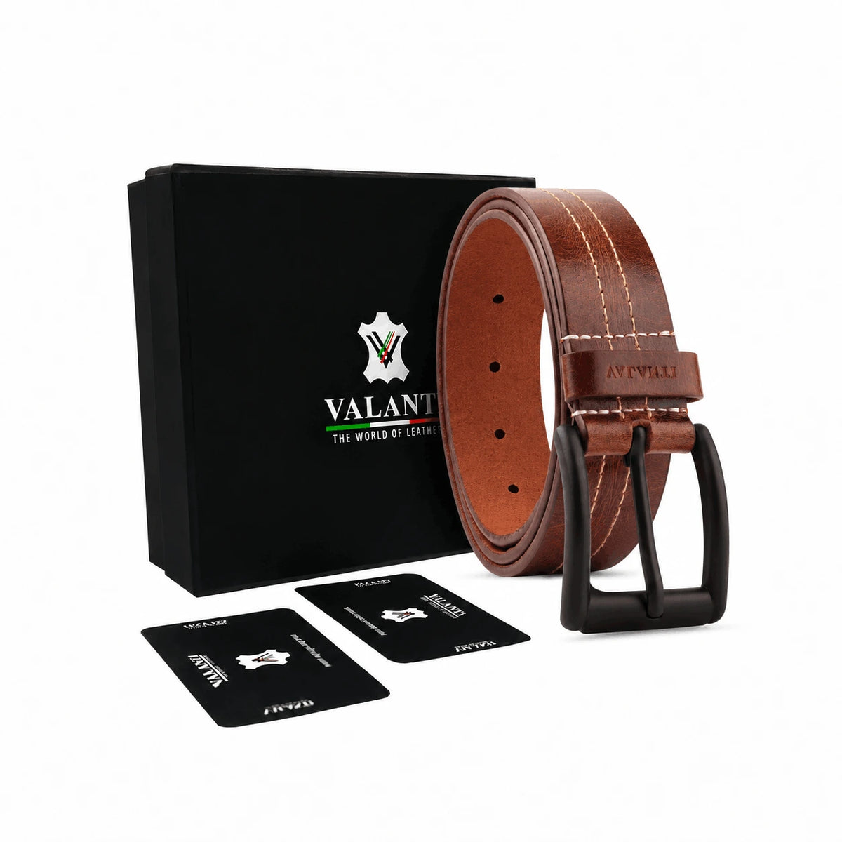 VALANTI Men’s Full-Grain Buffalo Leather Belt, product detail image