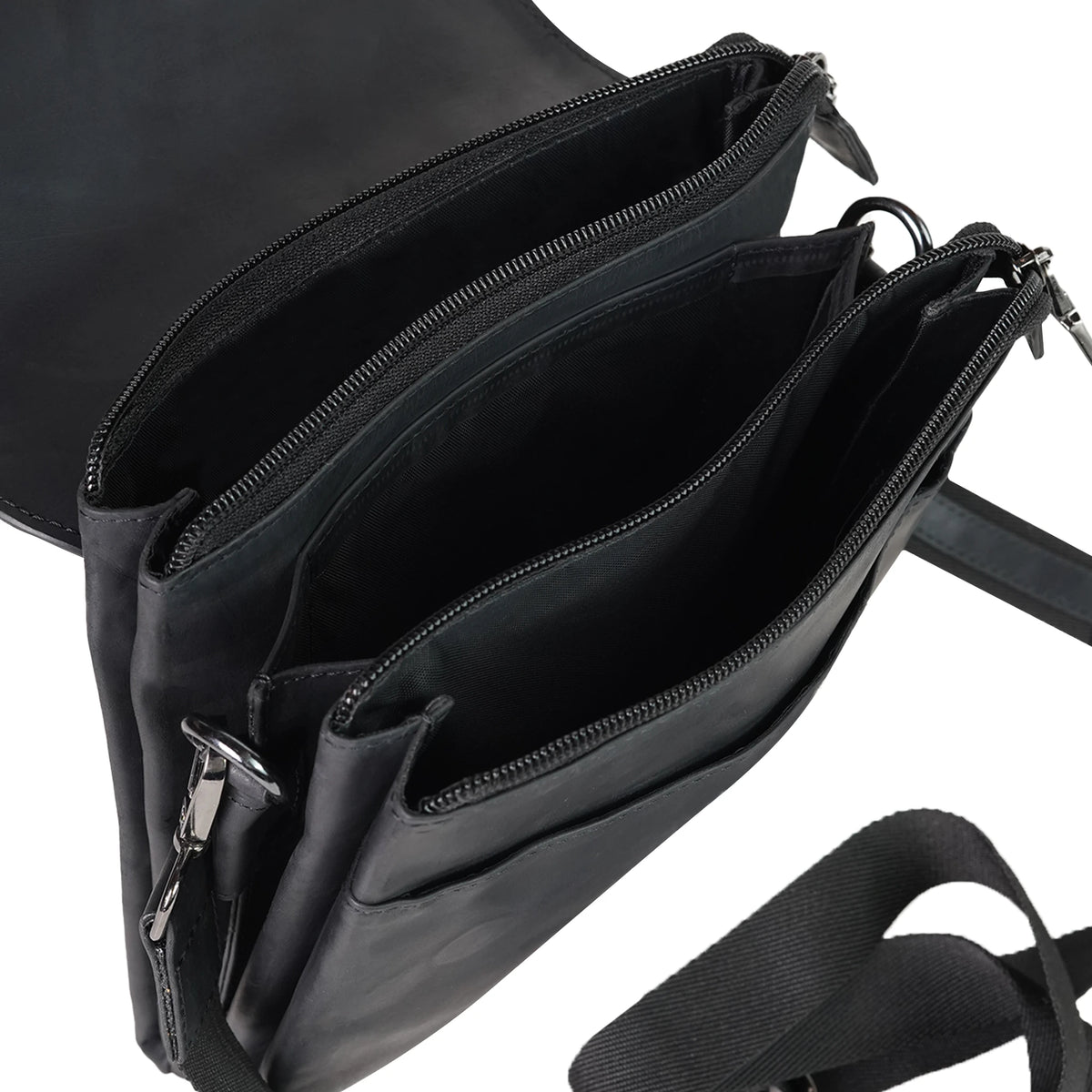 VALANTI Women’s Crossbody Bag, open interior and storage compartments