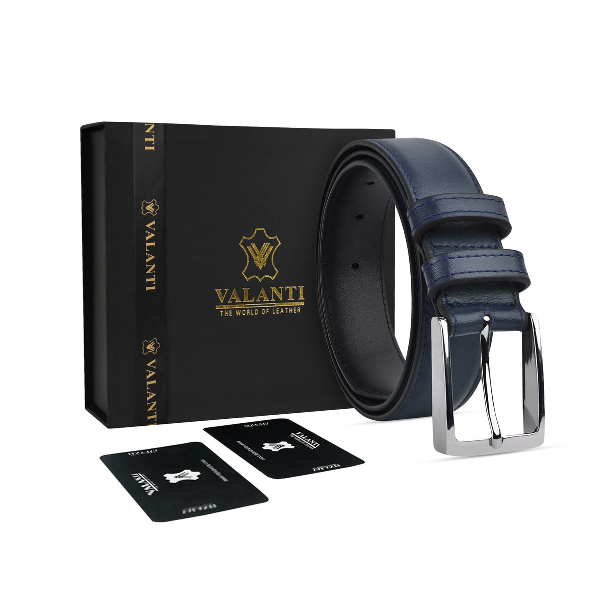 VALANTI Men’s 4mm Full-Grain Buffalo Leather Belt, product packaging and presentation