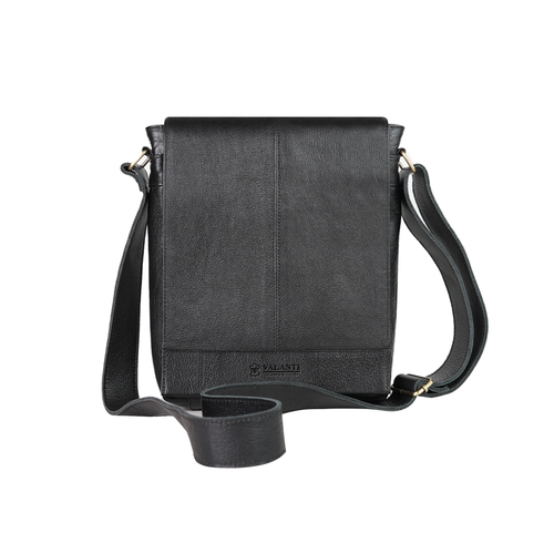 VALANTI genuine leather crossbody bag with multi-pocket design, front view