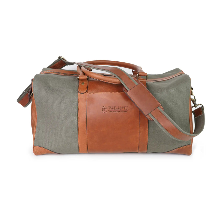 Mens Canvas Duffle Bag – Full Grain Leather for Travel