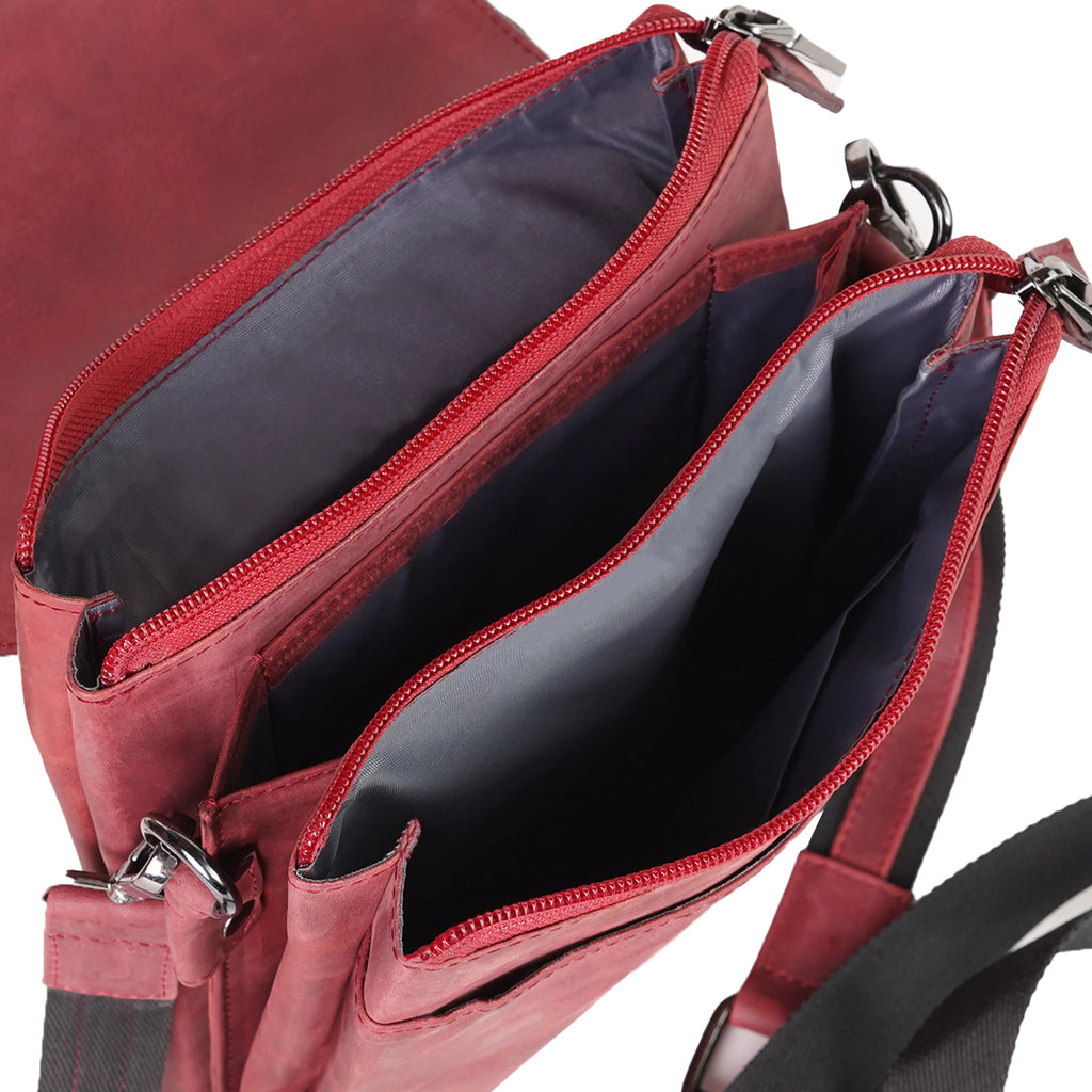 VALANTI Women’s Crossbody Bag, open interior and storage compartments