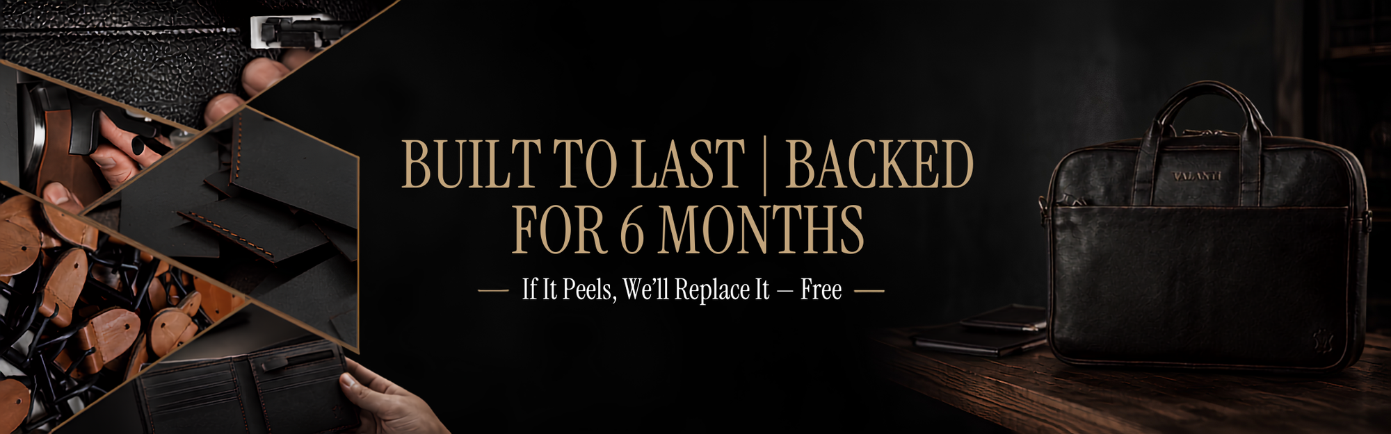 VALANTI leather goods website banner