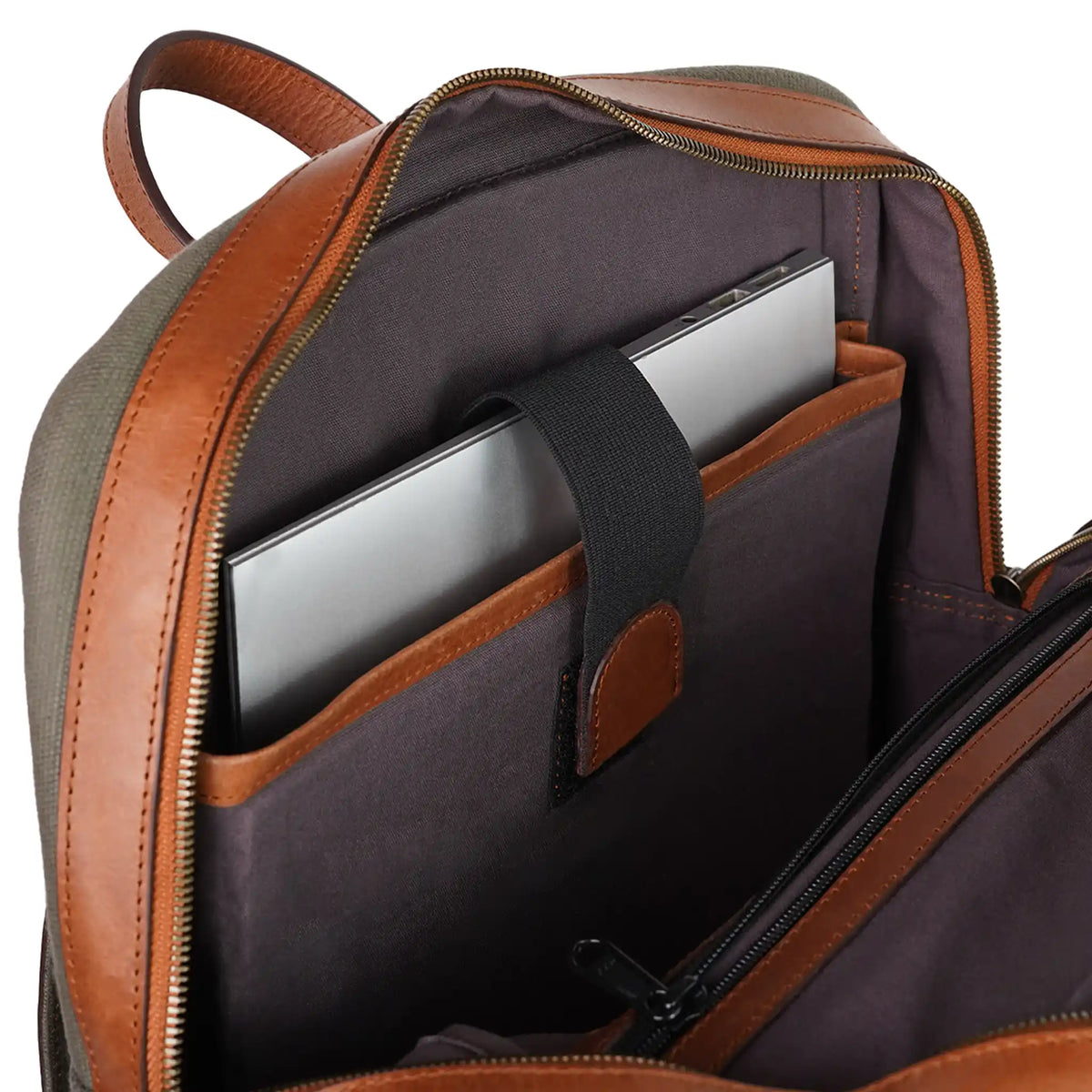 Canvas laptop backpack with padded compartment for up to 15.6-inch laptops