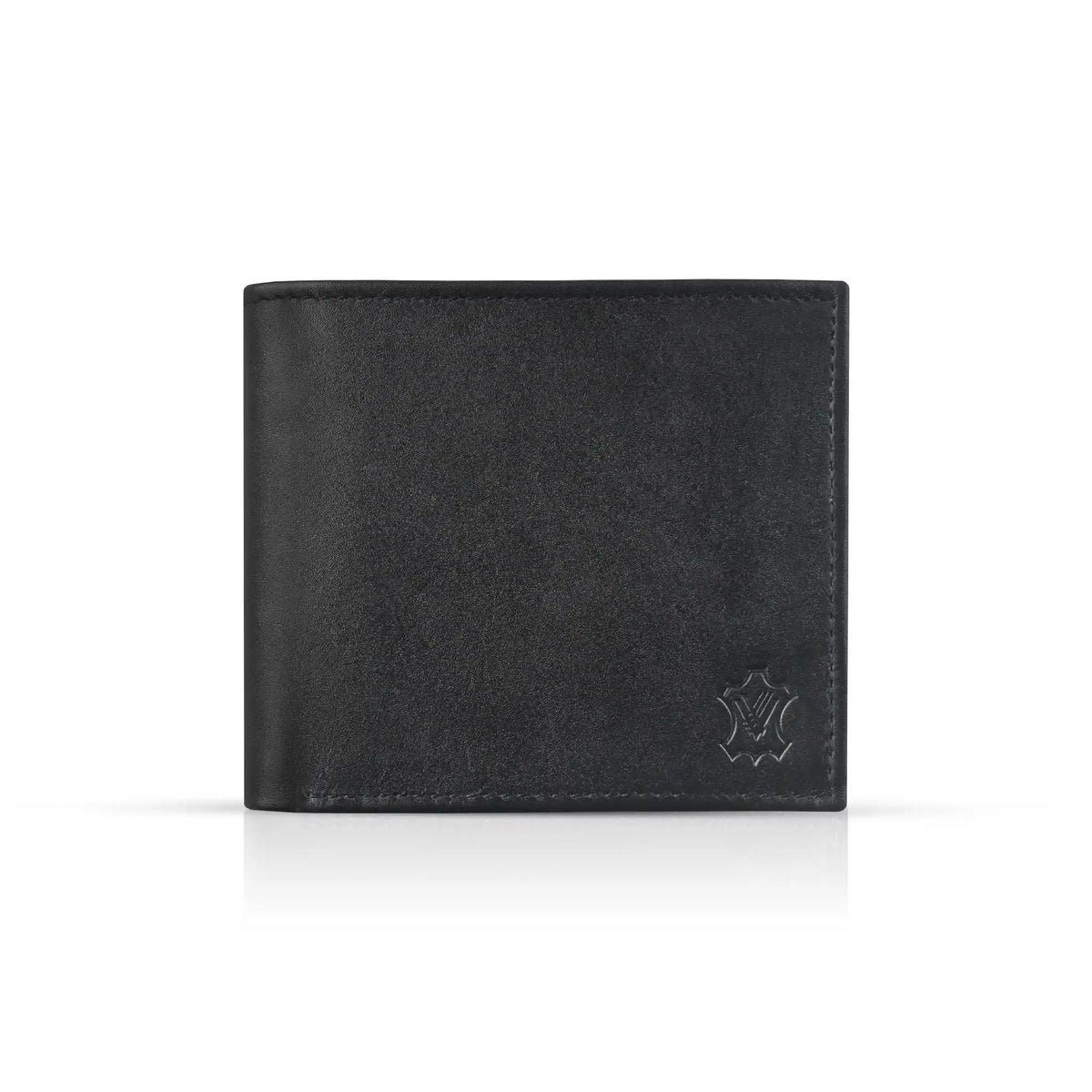 VALANTI men's RFID leather wallet exterior standing view