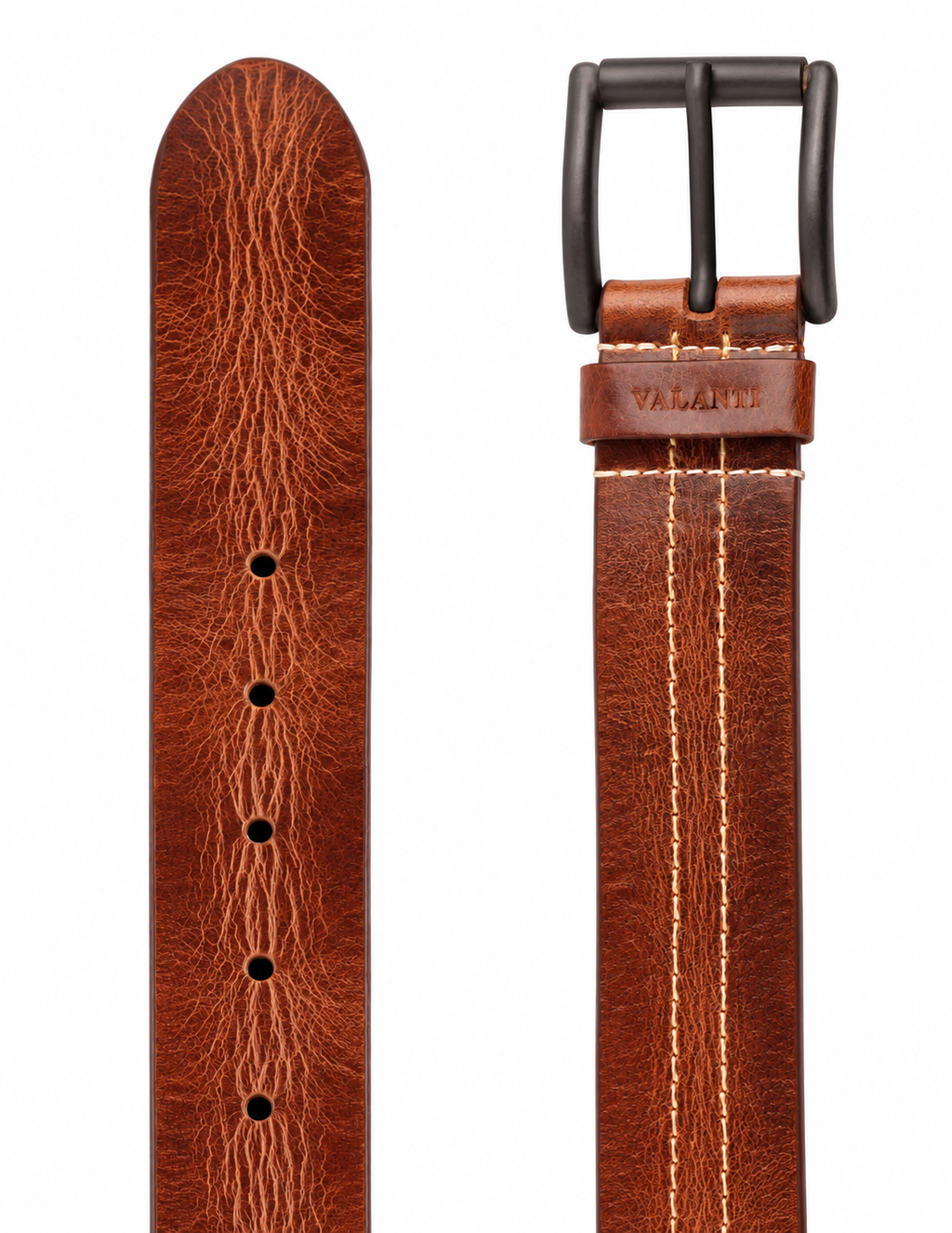 Men's Full Grain Buffalo Leather Belt – Casual Double Stitched  Belt