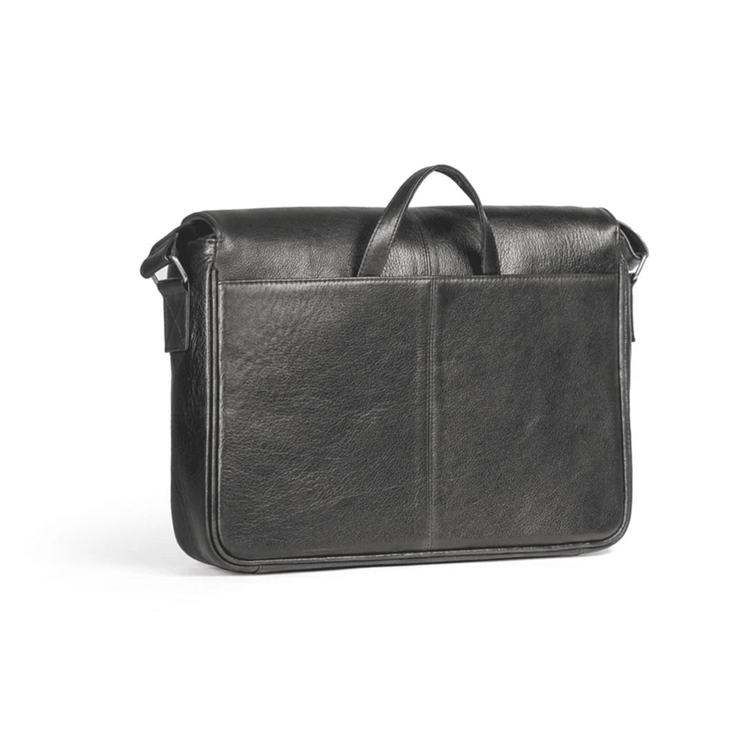 VALANTI black Men's Ecolux Laptop Bag - Full-Grain Leather, back view