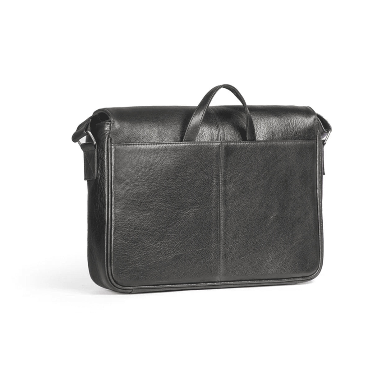 VALANTI black Men's Ecolux Laptop Bag - Full-Grain Leather, back view