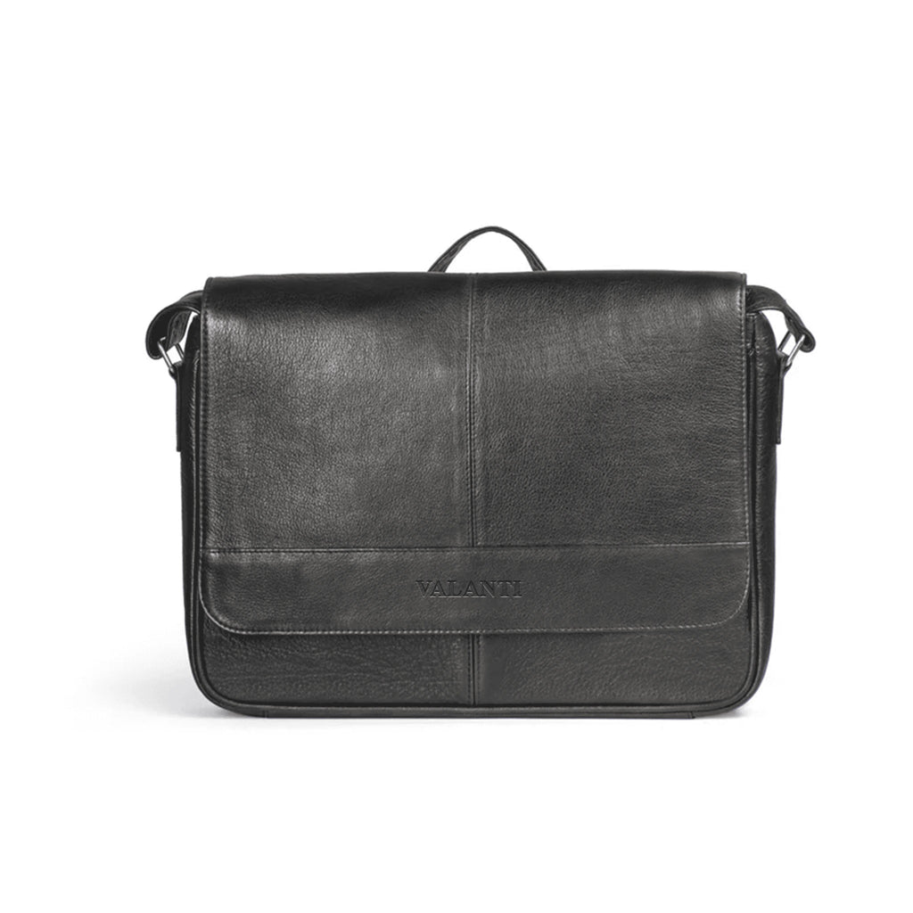 VALANTI black Men's Ecolux Laptop Bag - Full-Grain Leather, laptop storage view