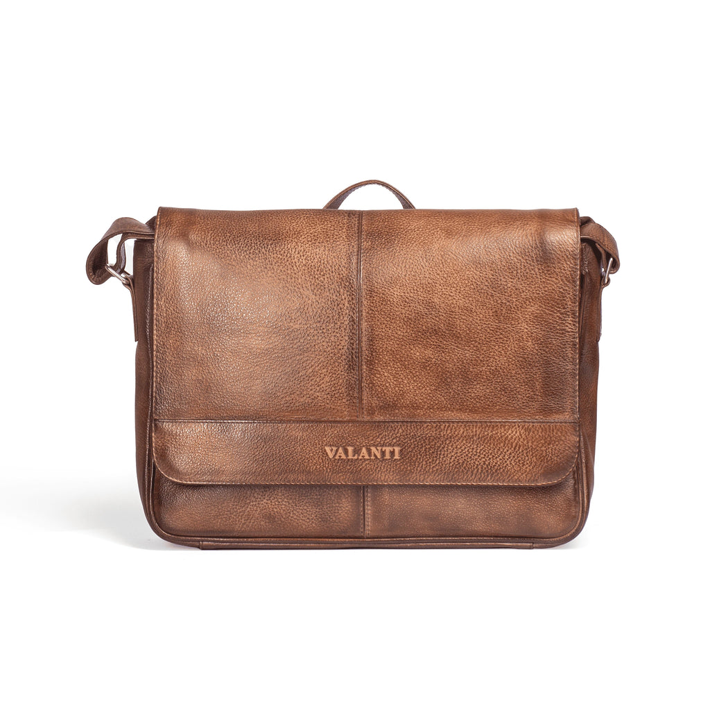 VALANTI brown Men's Ecolux Laptop Bag - Full-Grain Leather, laptop storage view