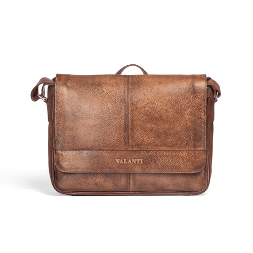 VALANTI brown Men's Ecolux Laptop Bag - Full-Grain Leather, laptop storage view